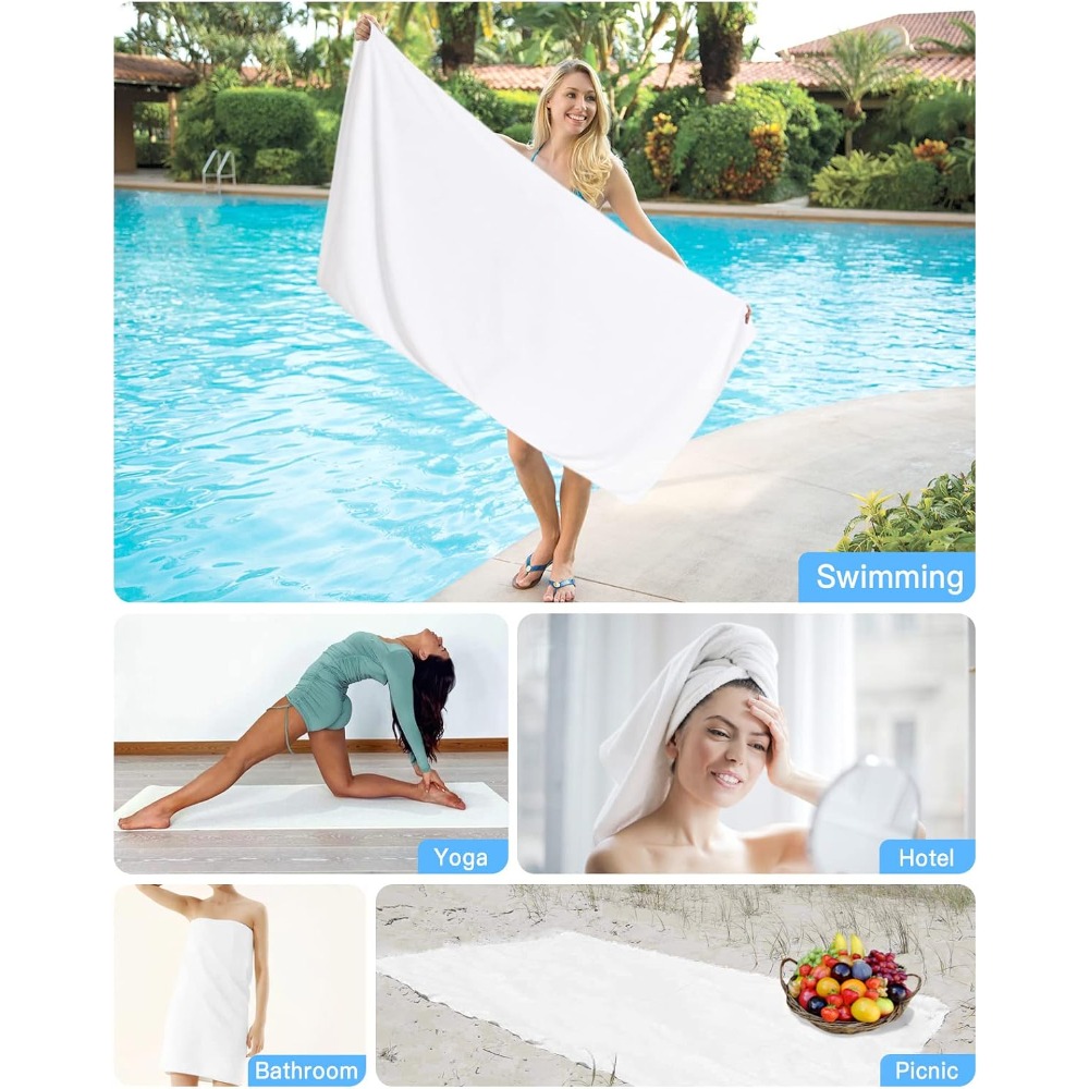 1pc Beach Towel Pure White Tow - Spa Towel ulasan dan harga
