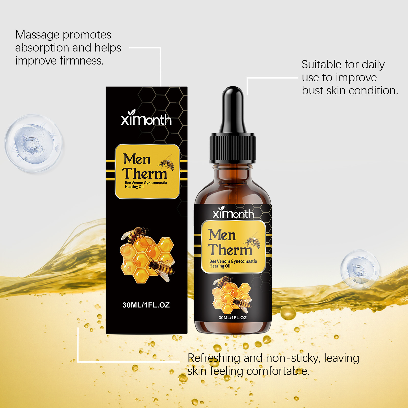 30ml Men's Chest Shaping Serum - Body Oil ulasan dan harga